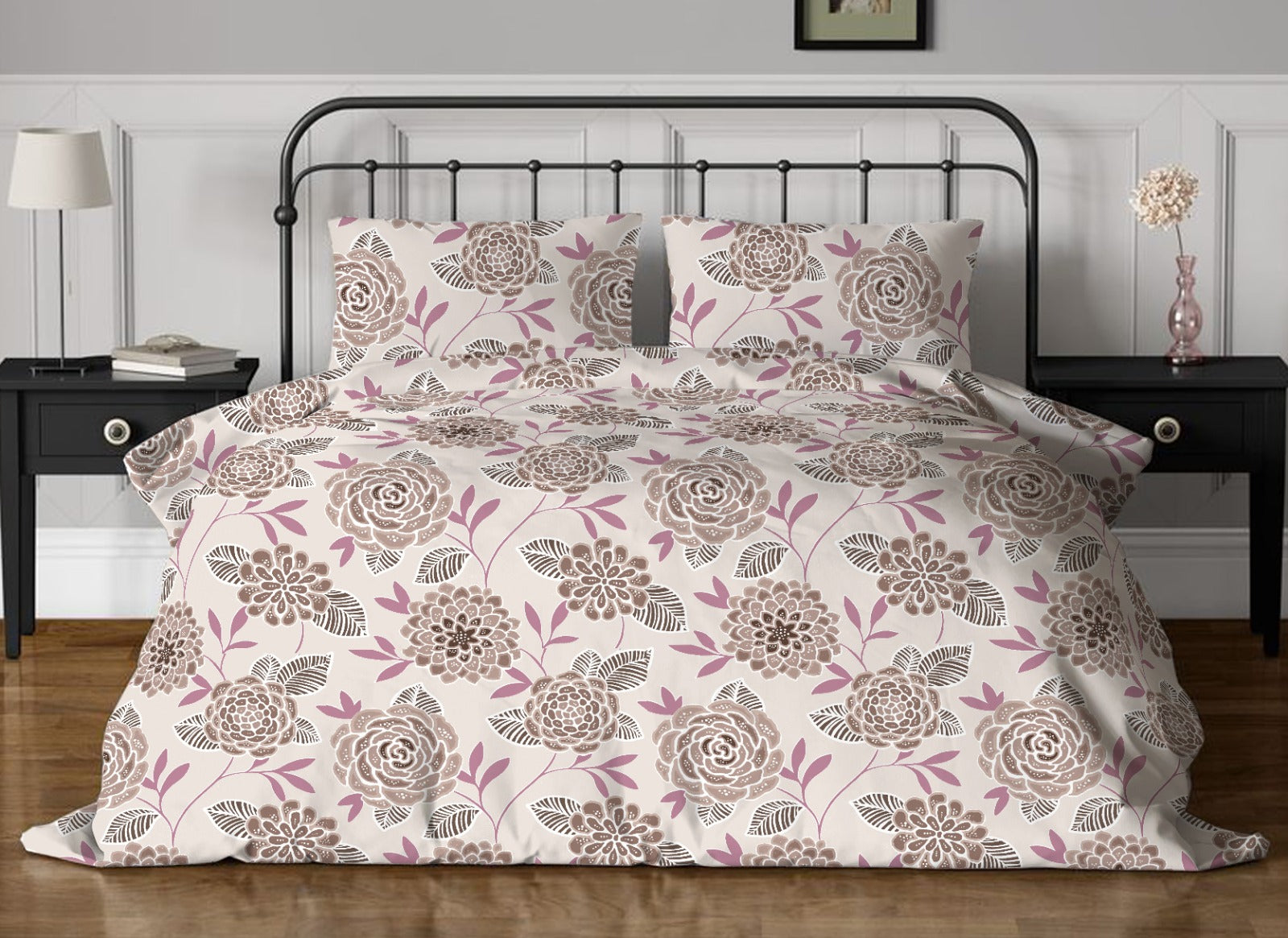 WSOKO COTTON Bedsheet King Size 100% Pure Cotton Bed Sheet with 2 Pillow Covers, 500TC 108x108 Inches Floral Bedding Set, Soft Breathable Cozy Flat Sheet, Exotic Wings, Multicolor